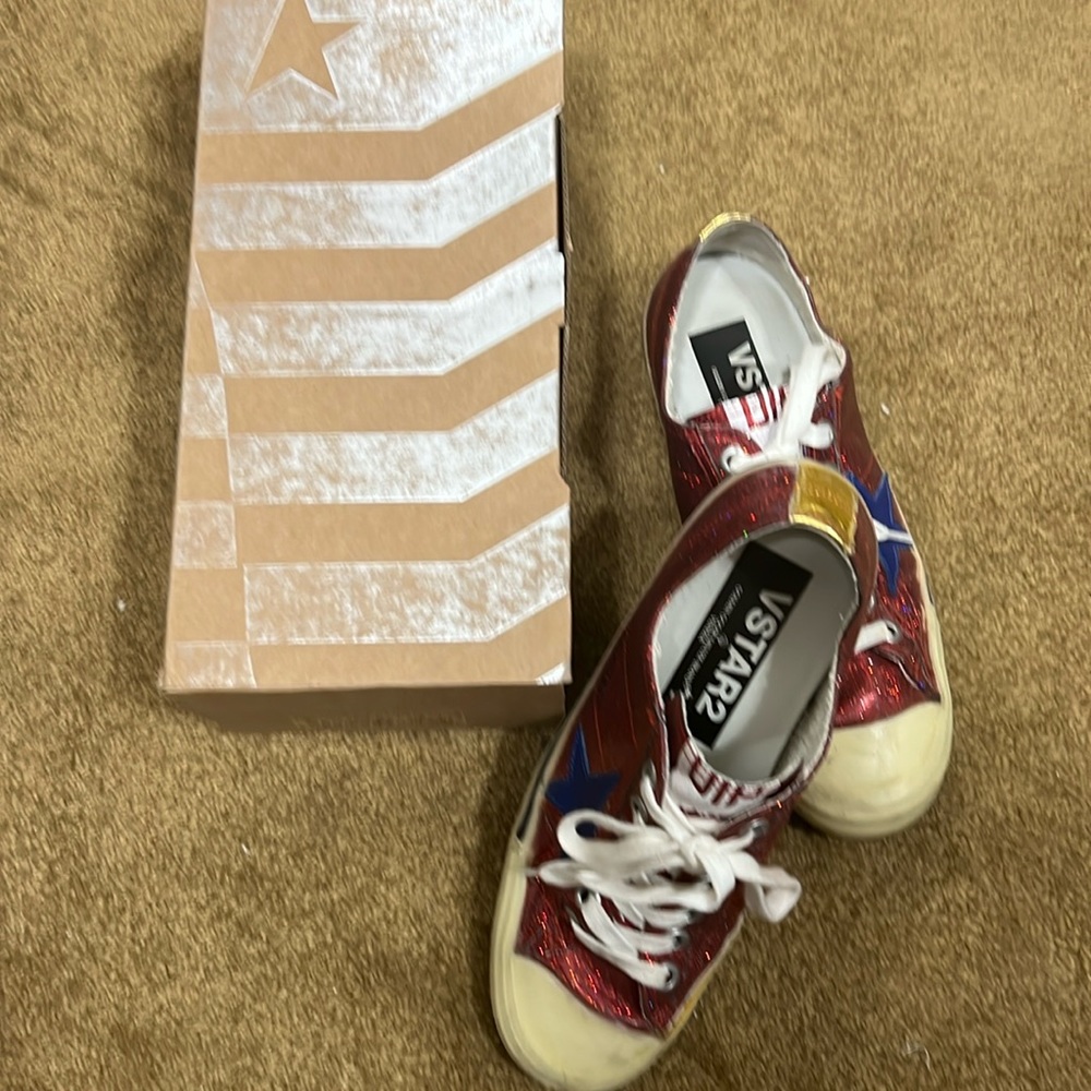 Golden Goose v-star 2 col T5 red fix glitter-bluette